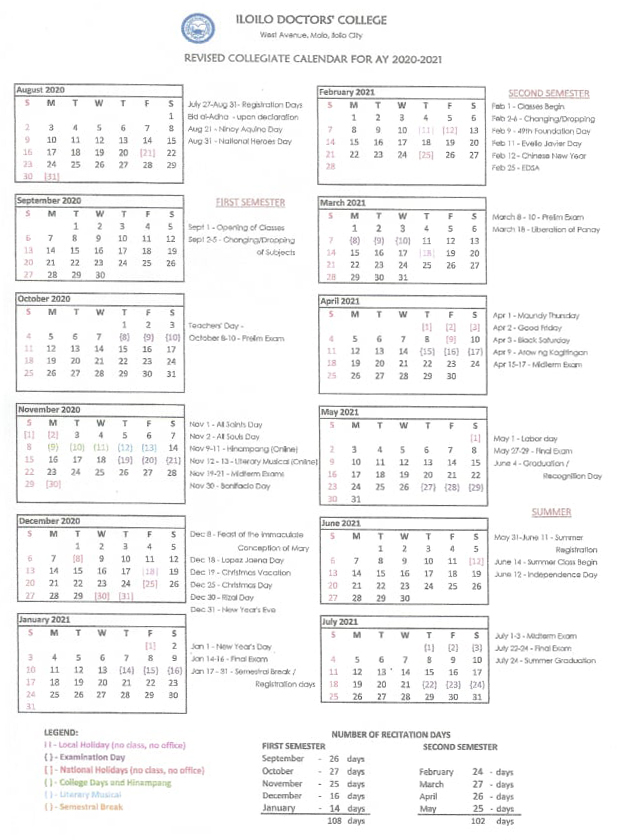 Academic Calendar For Shs 2020
